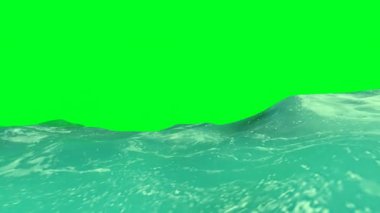 Parlak mavi deniz köpüklü dalgalar ve yeşil ekranda hareketli