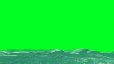 Parlak mavi deniz köpüklü dalgalar ve yeşil ekranda hareketli