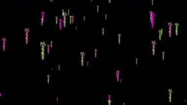 Kara Arkaplan 'a Düşen Neon Bombaları Gerçeküstü Savaş Konsepti Hava Silahları ve Tehdit