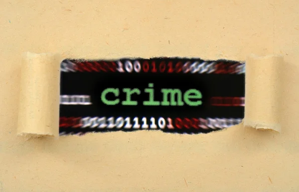 Crime text on ripped paper — Stock Photo, Image