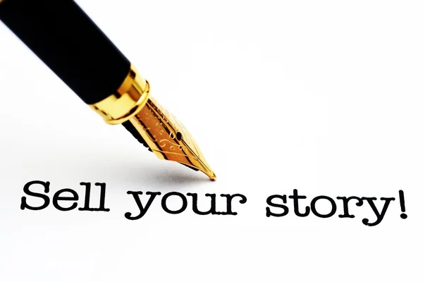Venda sua história e caneta-tinteiro — Fotografia de Stock