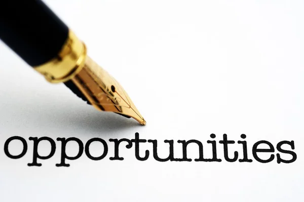Opportunities text and fountain pen — Stock Photo, Image