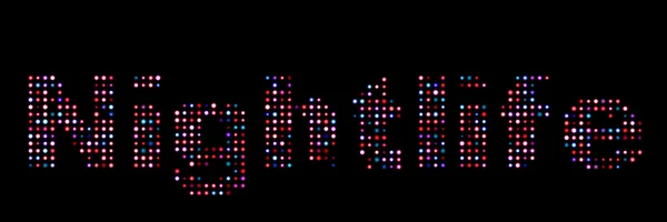 Nachtleben bunte LED-Text — Stockfoto