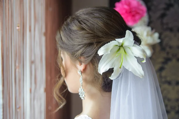 Beautiful hairstyle bride — Stock Photo, Image