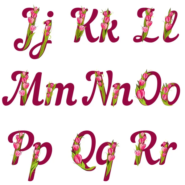 Partie de l'alphabet faite avec des tulipes — Image vectorielle