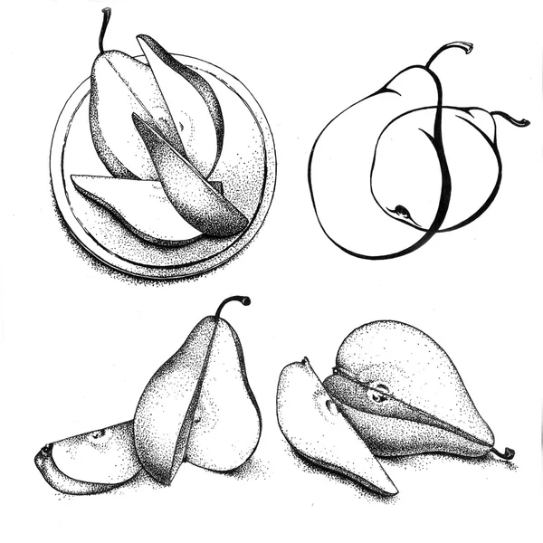 Set of drawings pears — Stock Photo, Image