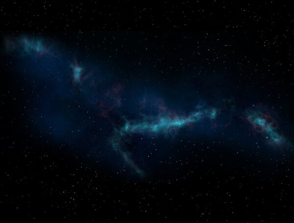 Синяя туманность в глубоком космосе
