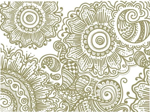 花の描かれたパターンを手します。 — ストックベクタ