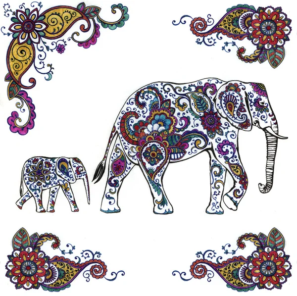 Иллюстрация индийского слона — стоковое фото