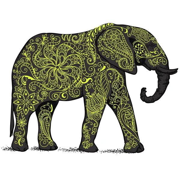 Рисованной силуэт слона — стоковый вектор