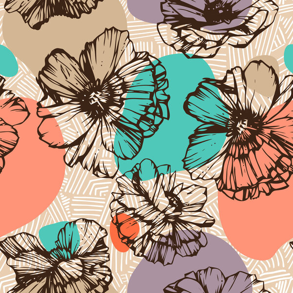 Seamless pattern with poppies