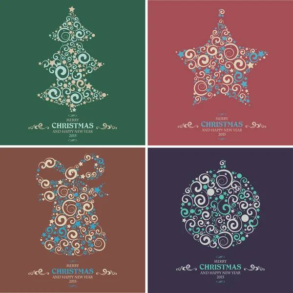 Set van decoratieve elementen van Kerstmis — Stockvector
