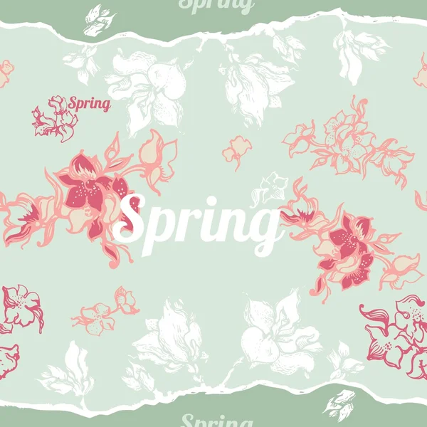 与春天的花朵背景 — 图库矢量图片