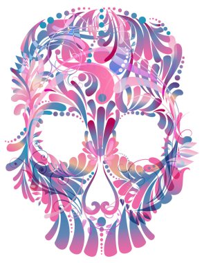 Kafatası çiçek desenli