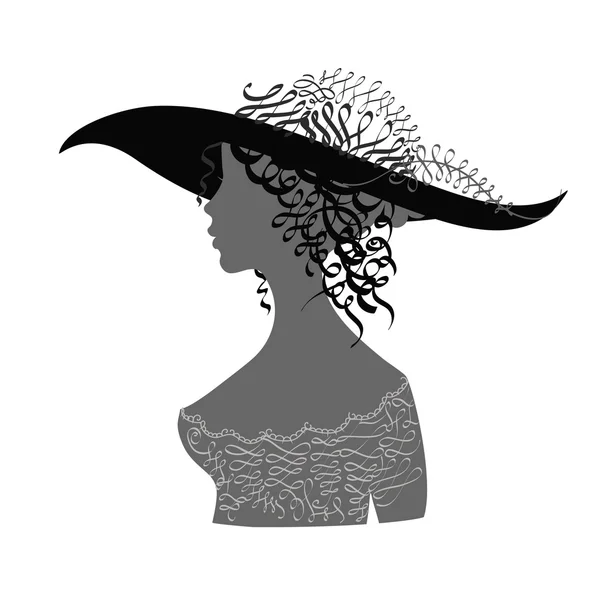 Lady's silhouet met kalligrafie elementen — Stockvector