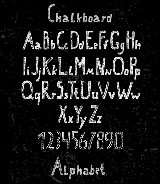 Alphabet et chiffres dessinés à la craie — Image vectorielle