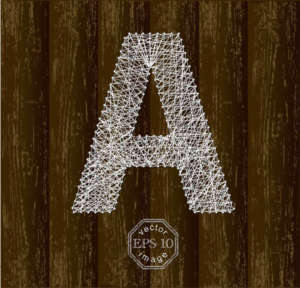 Буква А, выполненная белыми нитками — стоковый вектор