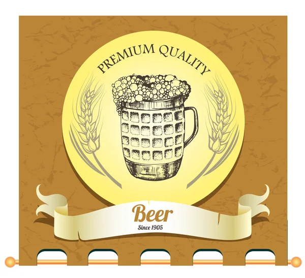 Banner com caneca de cerveja — Vetor de Stock