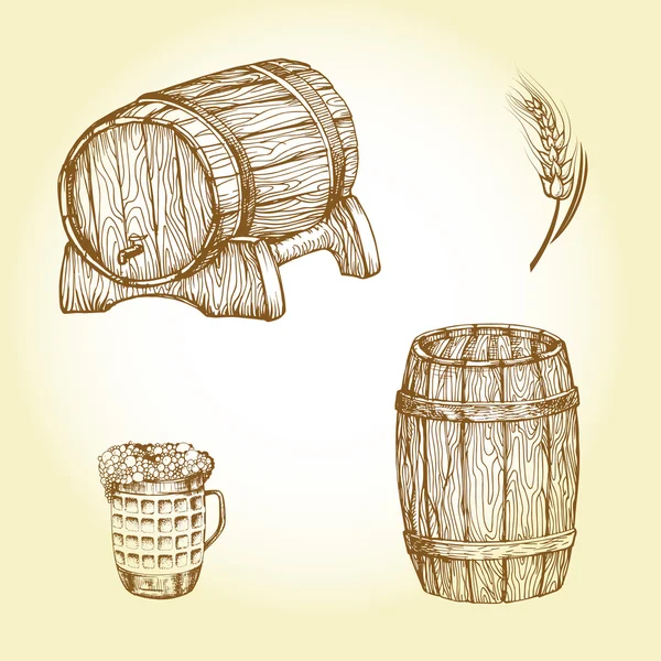 Ensemble de thème de la bière dessin — Image vectorielle