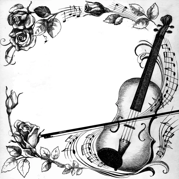 Illustration mit Geige und Noten — Stockvektor
