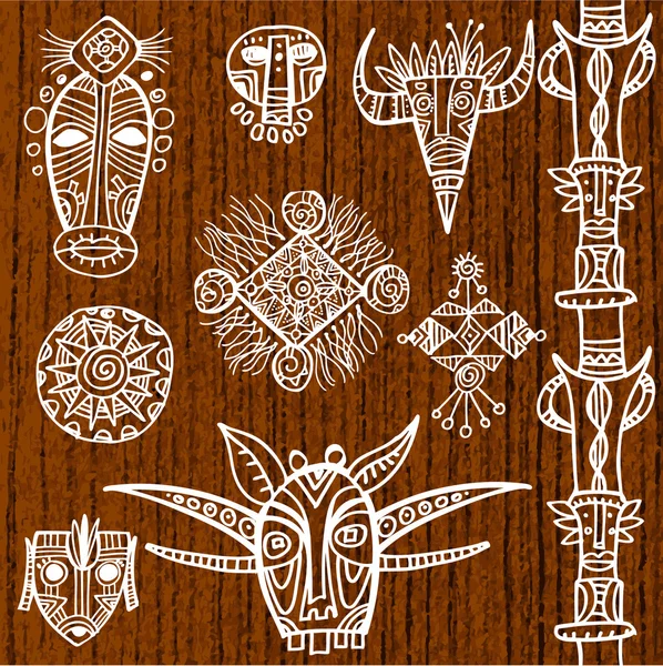 Tribal Decoratieve maskers — Stockvector