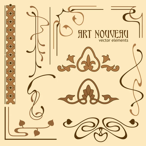 Elementos de diseño de estilo Art Nouveau — Vector de stock