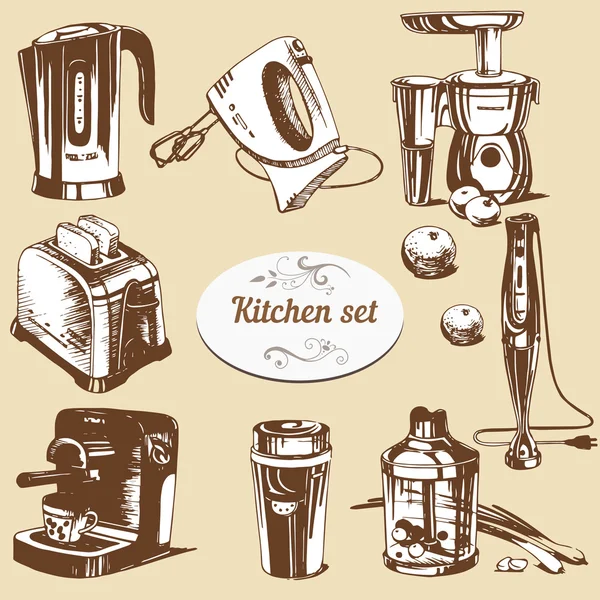 Objetos electrónicos de cocina — Vector de stock