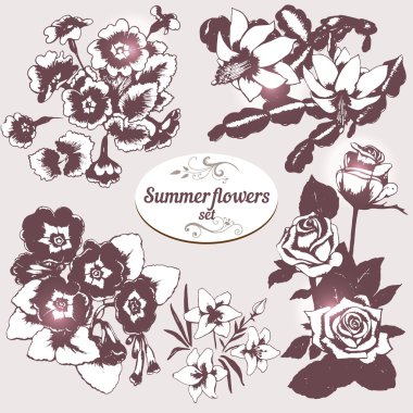 Summer flowers card clipart