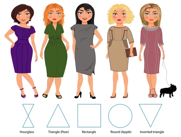 Tipos de figuras femeninas — Vector de stock