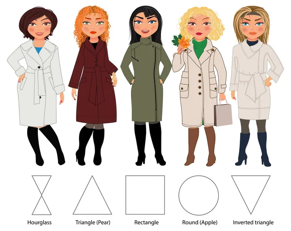 Tipos de figuras femeninas — Vector de stock