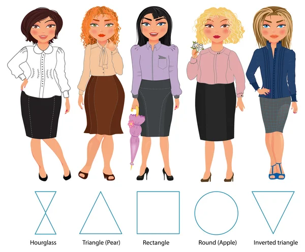 Types of female figures — Stock Vector