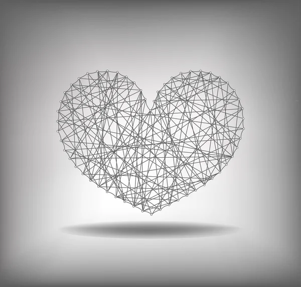 Heart made with thread on pins — Stock Vector