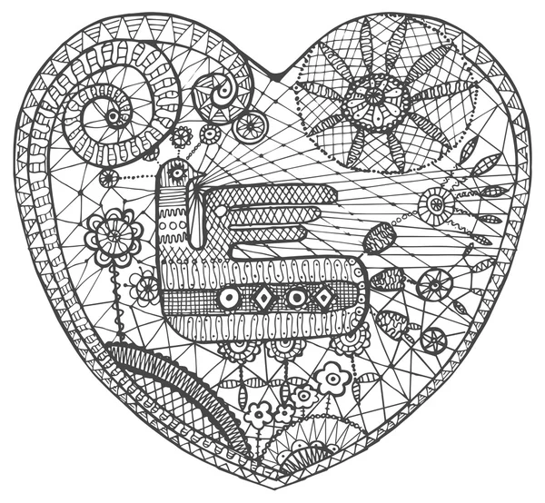 Dokuma dantel kuş ile kalp şeklinde