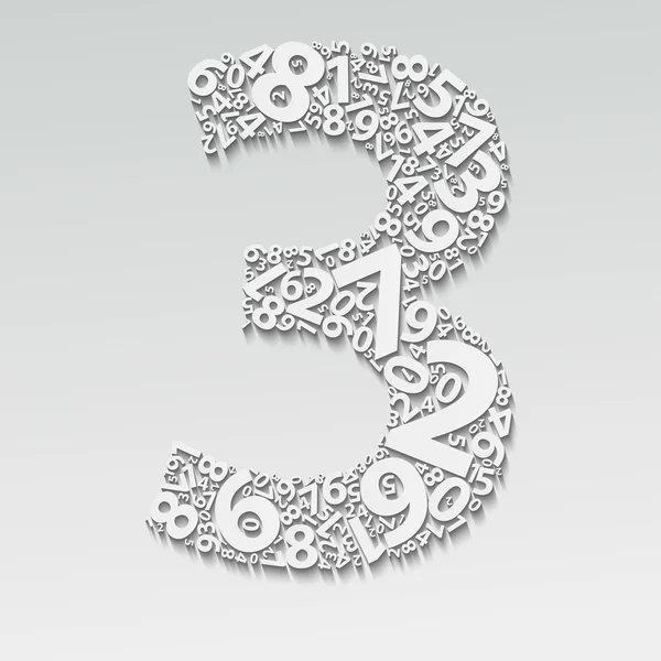 Number three made with numbers — Stock Vector