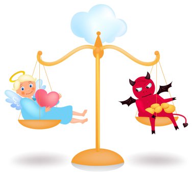 Angel and demon on balance