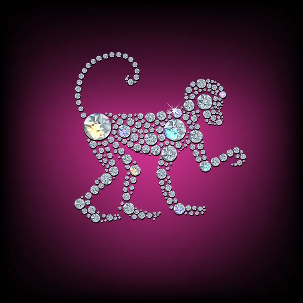 Diamond monkey silhouette — Stockový vektor