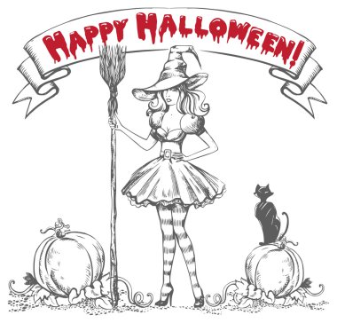 Cadı ve kedi arka plan