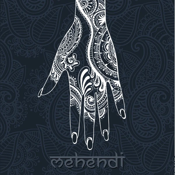 Mehendi desenho na mão da mulher —  Vetores de Stock