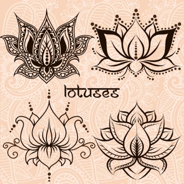 Decorative lotuses set clipart