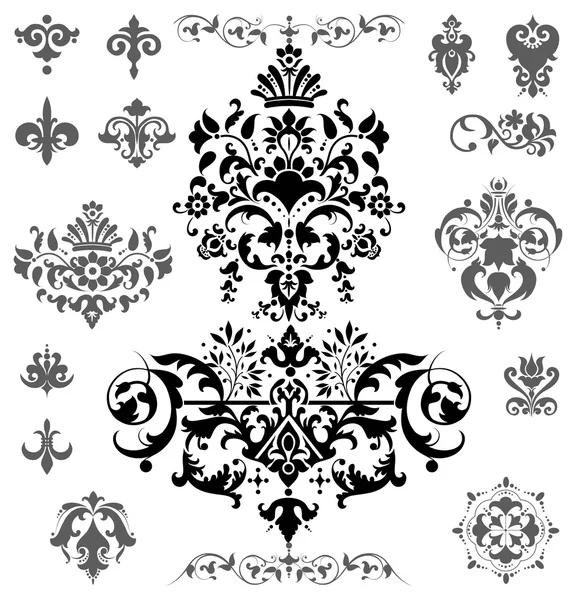 Reihe dekorativer klassischer floraler Elemente — Stockvektor