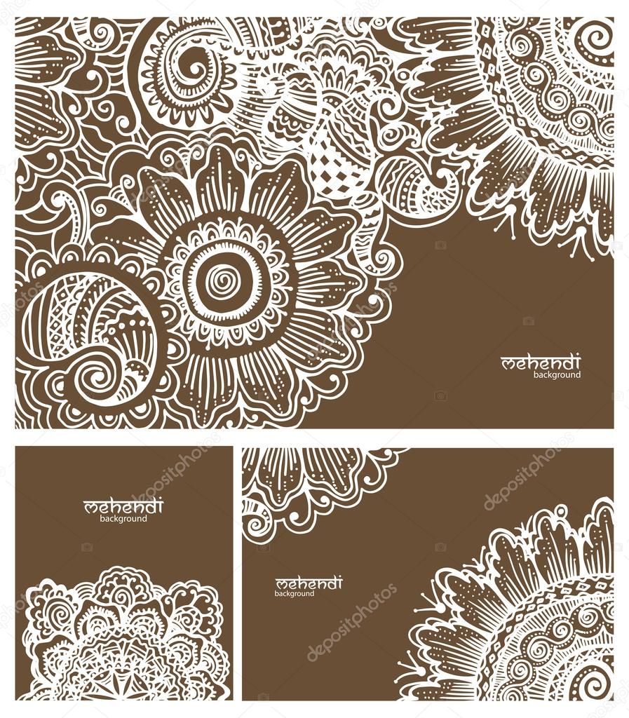 Seamless  mehendi drawing cards