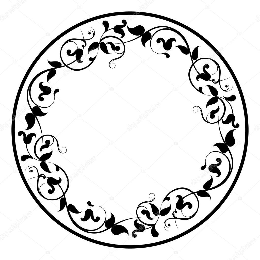 Floral round filigree frame