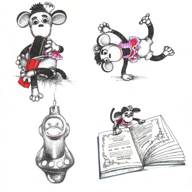 Çizimler maymunlar kümesi