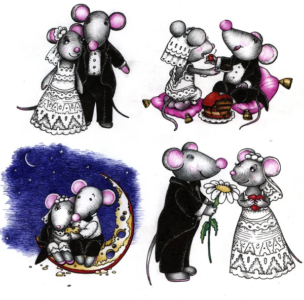 Mouses de mariée et marié — Photo