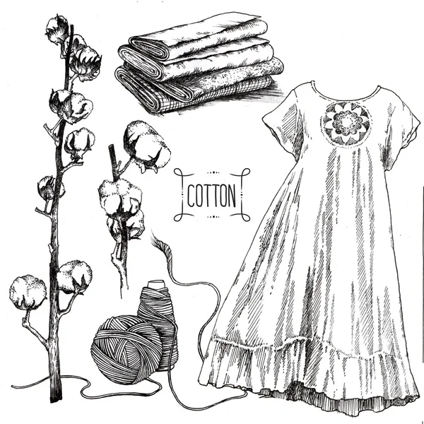 Cotton pěstování umění kresby — Stock fotografie
