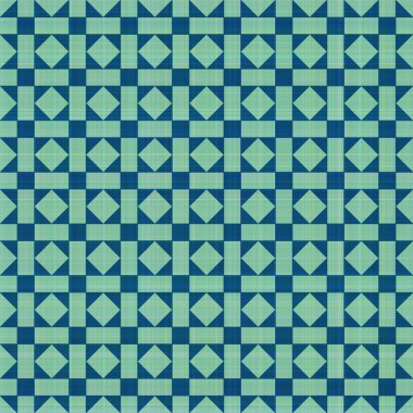 Retro mavi-yeşil süslü mozaik Dikişsiz kareli