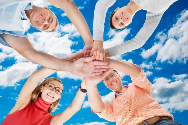 Happy Friends Stacking Hands — Stock Photo, Image