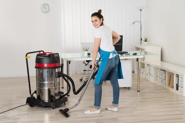 Janitor  With Vacuum Cleaner — Stock Photo, Image