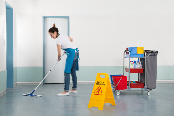 Janitor Mopping Corridor