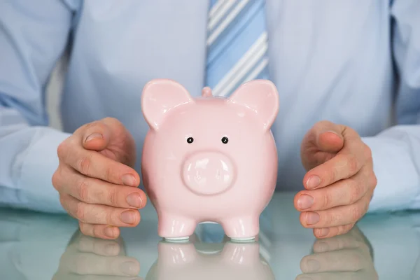 Businessman With  Piggy Bank — Stock Photo, Image